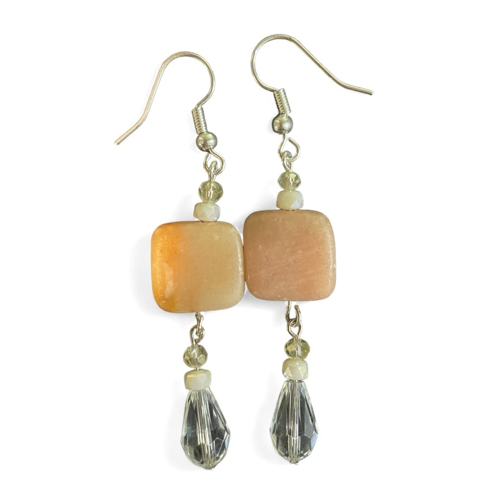 Beautiful Aventurine gem stone and crystal earrings